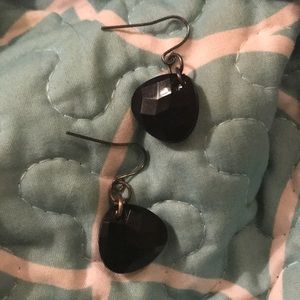 Black Faceted Silver Tone Earrings NWOT